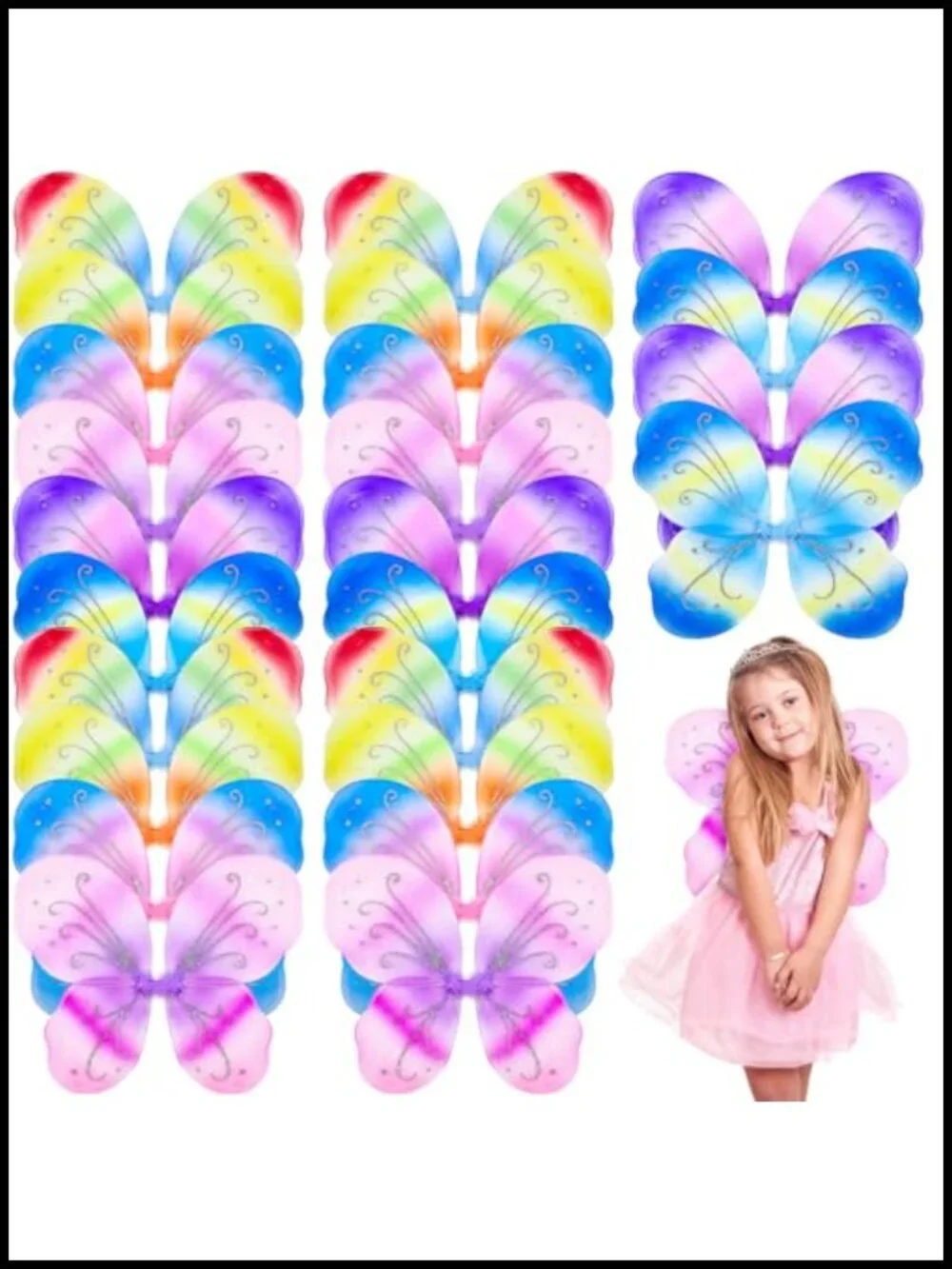 24 Pack Fairy Wings Butterfly Wings Costume for Kids Girls Princess Party Dress